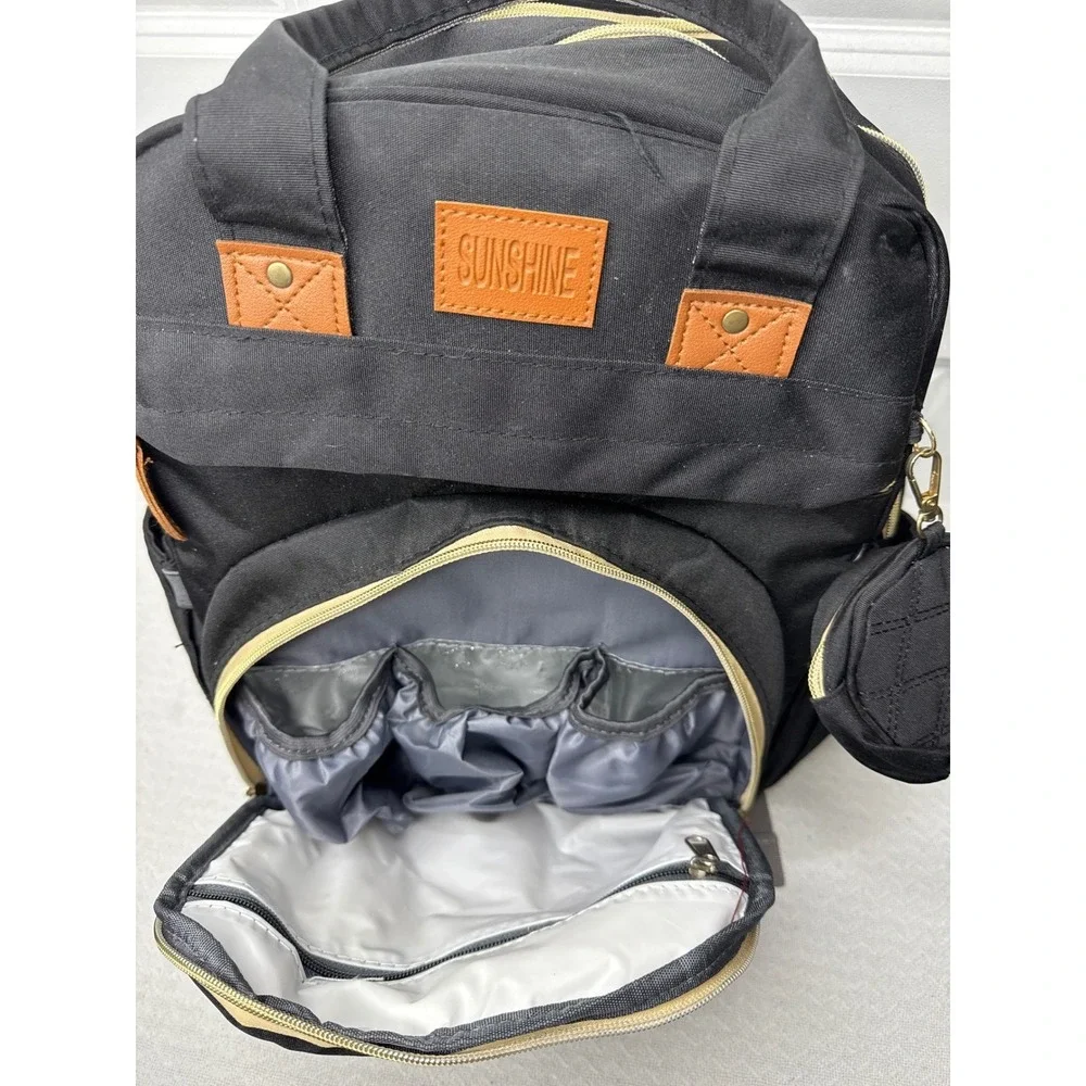 Sunshine Diaper Bag Backpack Black Quilted Large Baby‎ Travel